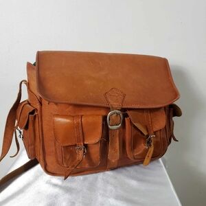 Vintage Handmade Leather Messenger Crossbody Bag